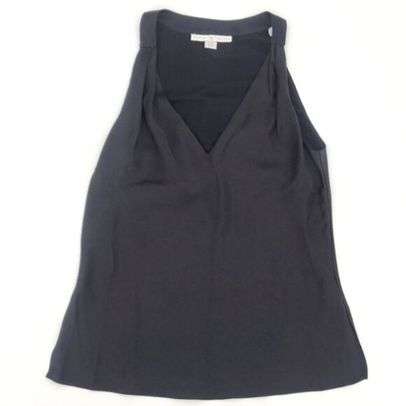 Boston Proper Nikki V Neck Charmeuse Blouse Top Womens Size 6 Black Minimalist - Picture 1 of 10